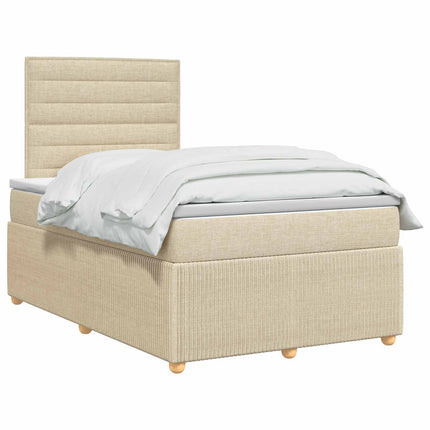LED boksmadrasseng med madras Cremefarvet 120 x 190 cm Stof