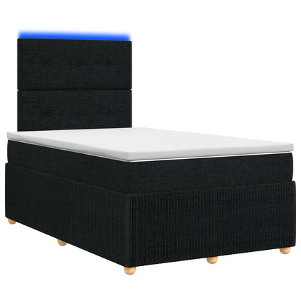 LED boksmadrasseng med madras Sort 120 x 190 cm Stof