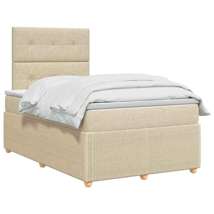 LED boksmadrasseng med madras Cremefarvet 120 x 190 cm Stof