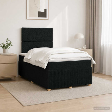 LED boksmadrasseng med madras Sort 120 x 200 cm Stof