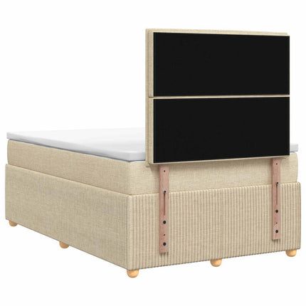 LED boksmadrasseng med madras Cremefarvet 120 x 200 cm Stof