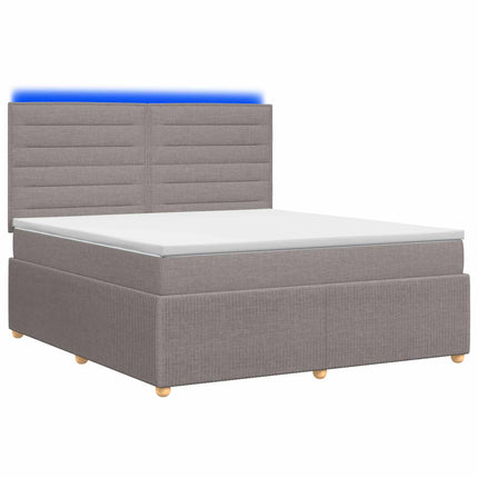 LED boksmadrasseng med madras Gråbrun 140 x 190 cm Stof