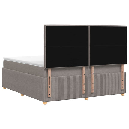 LED boksmadrasseng med madras Gråbrun 140 x 190 cm Stof