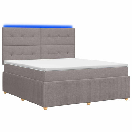 LED boksmadrasseng med madras Gråbrun 140 x 190 cm Stof