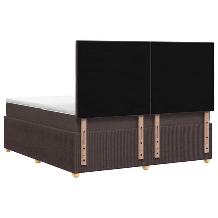 LED boksmadrasseng med madras Mørk Brun 140 x 190 cm Stof