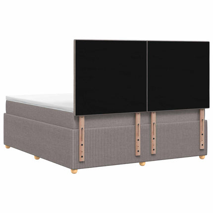 LED boksmadrasseng med madras Gråbrun 140 x 190 cm Stof