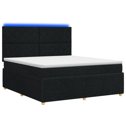 LED boksmadrasseng med madras Sort 140 x 200 cm Stof