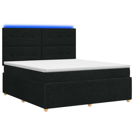 LED boksmadrasseng med madras Sort 160 x 200 cm Stof