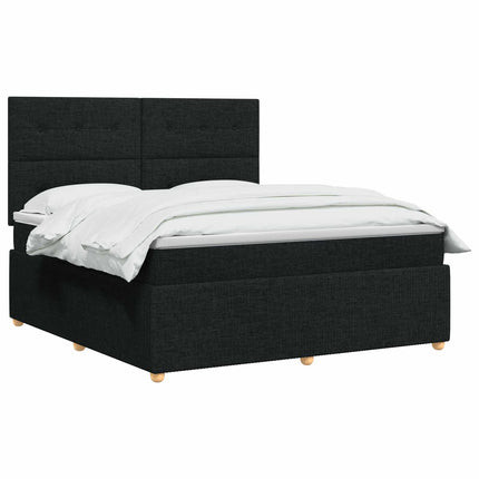 LED boksmadrasseng med madras Sort 160 x 200 cm Stof