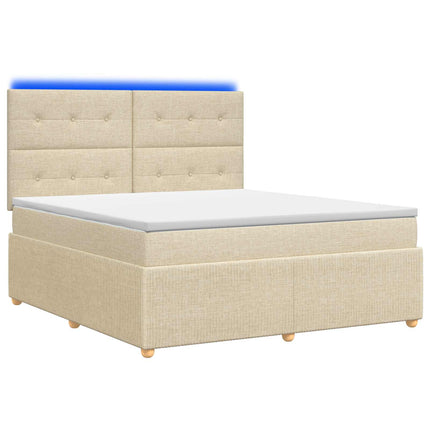 LED boksmadrasseng med madras Cremefarvet 160 x 200 cm Stof