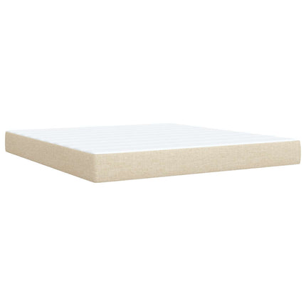 LED boksmadrasseng med madras Cremefarvet 160 x 200 cm Stof