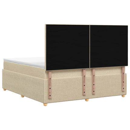 LED boksmadrasseng med madras Cremefarvet 160 x 200 cm Stof