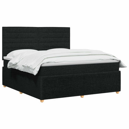 LED boksmadrasseng med madras Sort 180 x 200 cm Stof