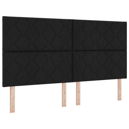 LED boksmadrasseng med madras Sort 180 x 200 cm Stof