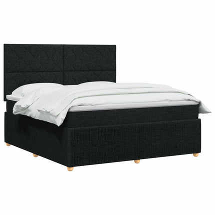 LED boksmadrasseng med madras Sort 180 x 200 cm Stof