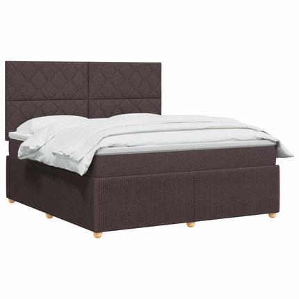 LED boksmadrasseng med madras Mørk Brun 180 x 200 cm Stof