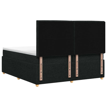 LED boksmadrasseng med madras Sort 200 x 200 cm Stof