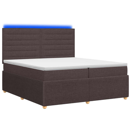 LED boksmadrasseng med madras Mørk Brun 200 x 200 cm Stof