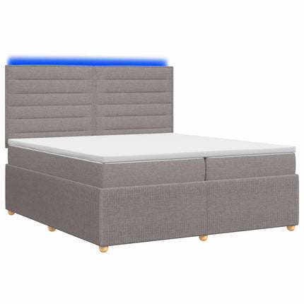 LED boksmadrasseng med madras Gråbrun 200 x 200 cm Stof