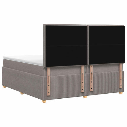 LED boksmadrasseng med madras Gråbrun 200 x 200 cm Stof