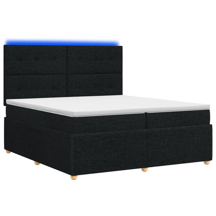 LED boksmadrasseng med madras Sort 200 x 200 cm Stof