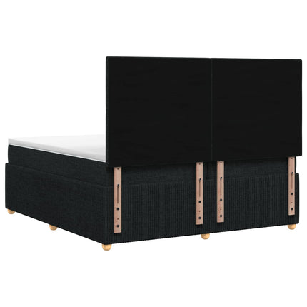 LED boksmadrasseng med madras Sort 200 x 200 cm Stof