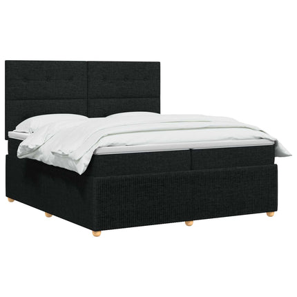 LED boksmadrasseng med madras Sort 200 x 200 cm Stof