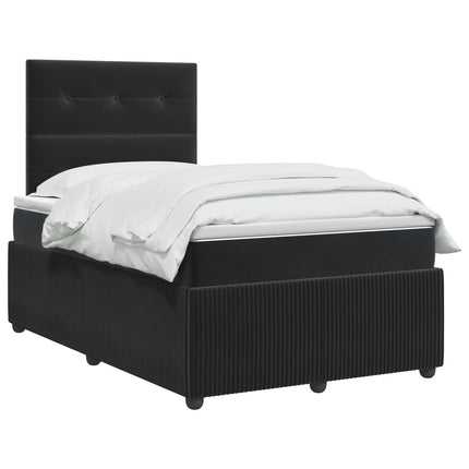 LED boksmadrasseng med madras Sort 120 x 190 cm Fløjl