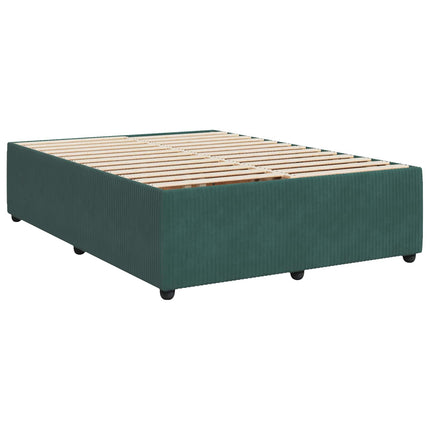 LED boksmadrasseng med madras Mørkegrøn 140 x 190 cm Fløjl