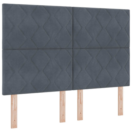 LED boksmadrasseng med madras Mørkegrå 140 x 190 cm Fløjl