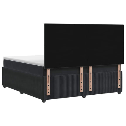 LED boksmadrasseng med madras Sort 140 x 190 cm Fløjl