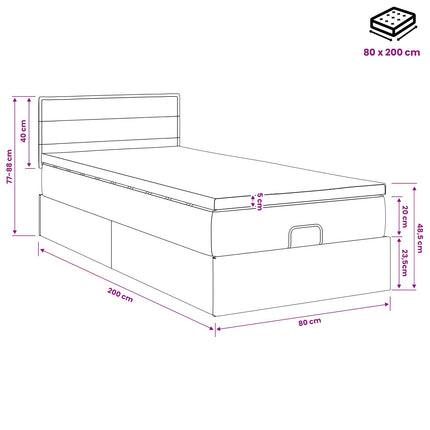 Ottoman seng med madras Mørk Brun 80 x 200 cm Stof