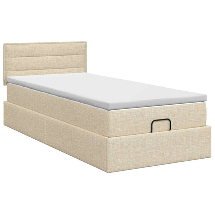 Ottoman seng med madras Cremefarvet 90 x 190 cm Stof