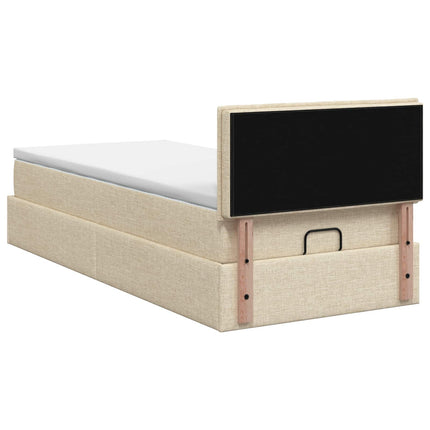 Ottoman seng med madras Cremefarvet 100 x 200 cm Stof