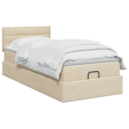 Ottoman seng med madras Cremefarvet 100 x 200 cm Stof