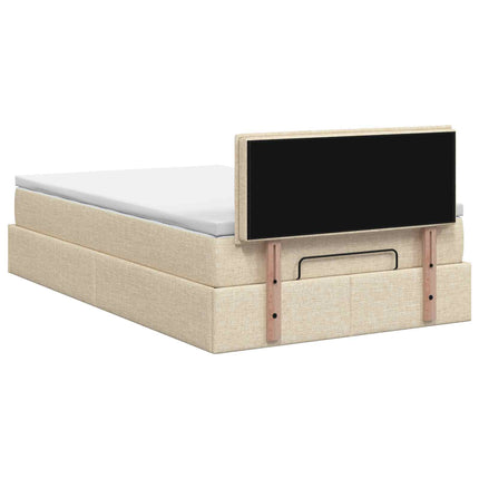 Ottoman seng med madras Cremefarvet 120 x 190 cm Stof