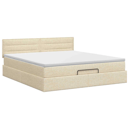 Ottoman seng med madras Cremefarvet 140 x 200 cm Stof