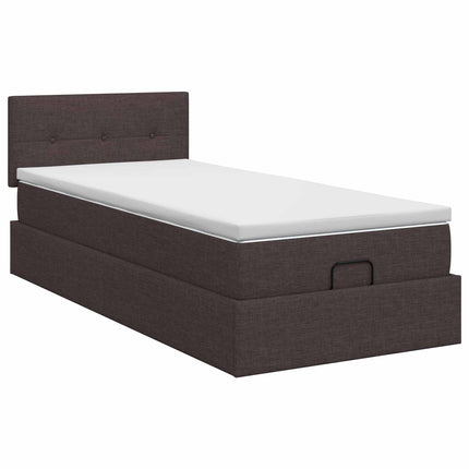 Ottoman seng med madras Mørk Brun 90 x 190 cm Stof