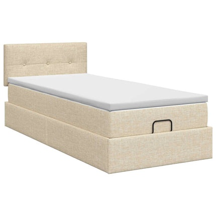 Ottoman seng med madras Cremefarvet 90 x 190 cm Stof