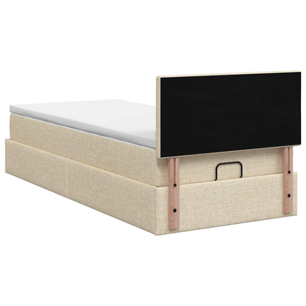 Ottoman seng med madras Cremefarvet 90 x 190 cm Stof