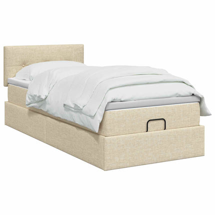 Ottoman seng med madras Cremefarvet 90 x 190 cm Stof