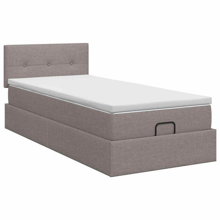 Ottoman seng med madras Gråbrun 100 x 200 cm Stof