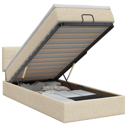 Ottoman seng med madras Cremefarvet 100 x 200 cm Stof