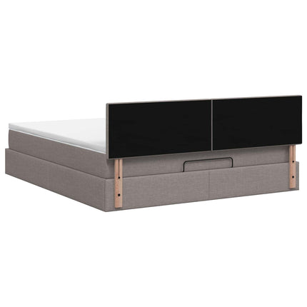 Ottoman seng med madras Gråbrun 140 x 190 cm Stof