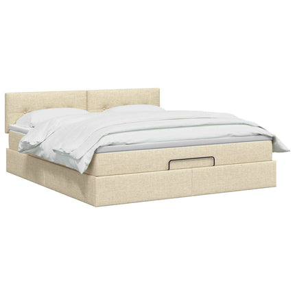 Ottoman seng med madras Cremefarvet 140 x 190 cm Stof