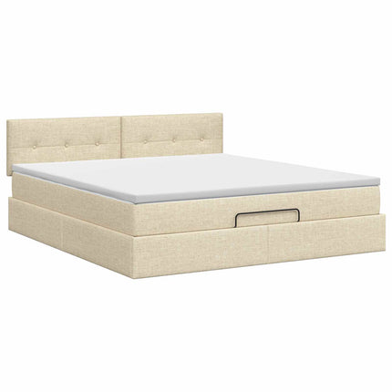 Ottoman seng med madras Cremefarvet 180 x 200 cm Stof