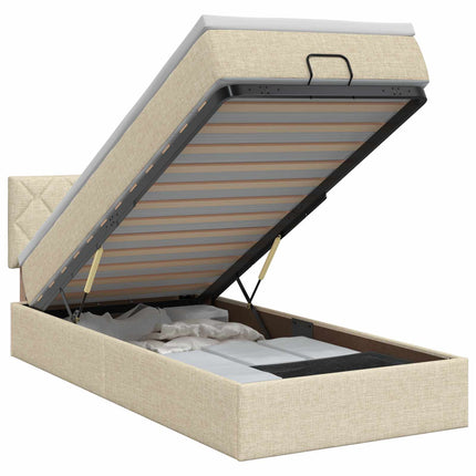 Ottoman seng med madras Cremefarvet 80 x 200 cm Stof