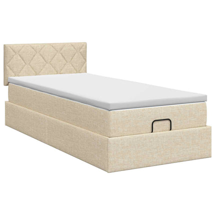 Ottoman seng med madras Cremefarvet 80 x 200 cm Stof