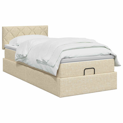 Ottoman seng med madras Cremefarvet 80 x 200 cm Stof
