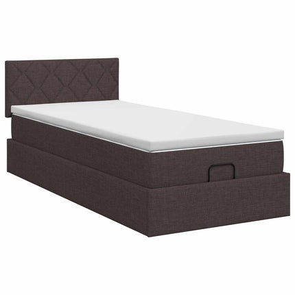 Ottoman seng med madras Mørk Brun 90 x 190 cm Stof